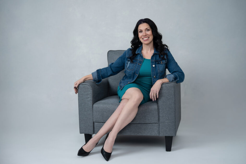 Katrina Houghton sitting on a chair